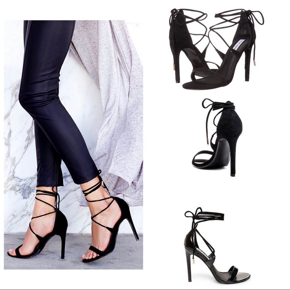 Steve Madden black suede high heel sandals